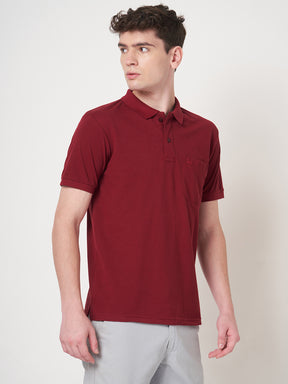 STITCH HUB Men's Matty Polo Tshirt Wine Color - Cotton Rich Blend, Breathable, Stylish & Versatile for All-Day Comfort