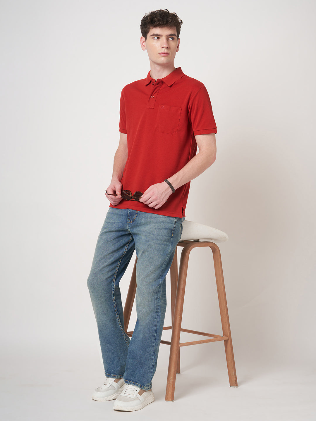 STITCH HUB Men's Dark Red Cotton Rich Polo – Regular Fit, Breathable, Stylish & Comfortable for Casual & Outdoor Wear