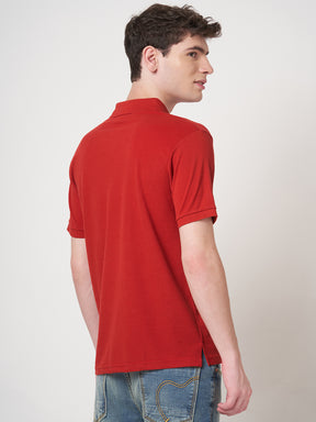 STITCH HUB Men's Dark Red Cotton Rich Polo – Regular Fit, Breathable, Stylish & Comfortable for Casual & Outdoor Wear