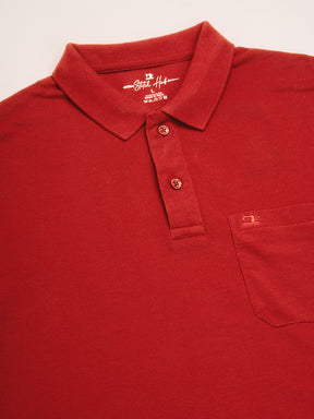 STITCH HUB Men's Dark Red Cotton Rich Polo – Regular Fit, Breathable, Stylish & Comfortable for Casual & Outdoor Wear