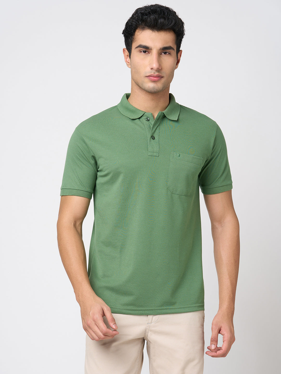 STITCH HUB Men's Matty Polo Tshirt - Grass Color, Cotton Rich Blend, Regular Fit, Stylish & Comfortable for Everyday Wear