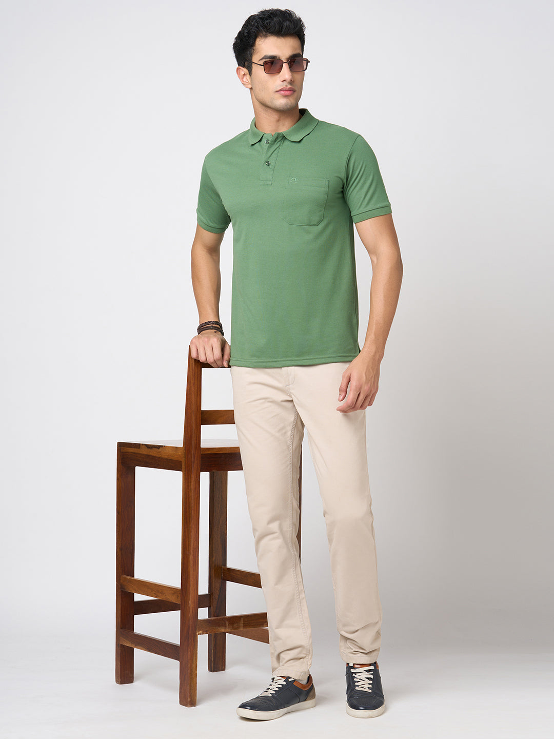 STITCH HUB Men's Matty Polo Tshirt - Grass Color, Cotton Rich Blend, Regular Fit, Stylish & Comfortable for Everyday Wear