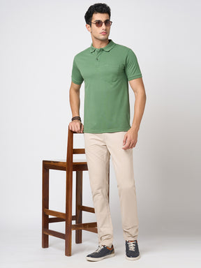 STITCH HUB Men's Matty Polo Tshirt - Grass Color, Cotton Rich Blend, Regular Fit, Stylish & Comfortable for Everyday Wear