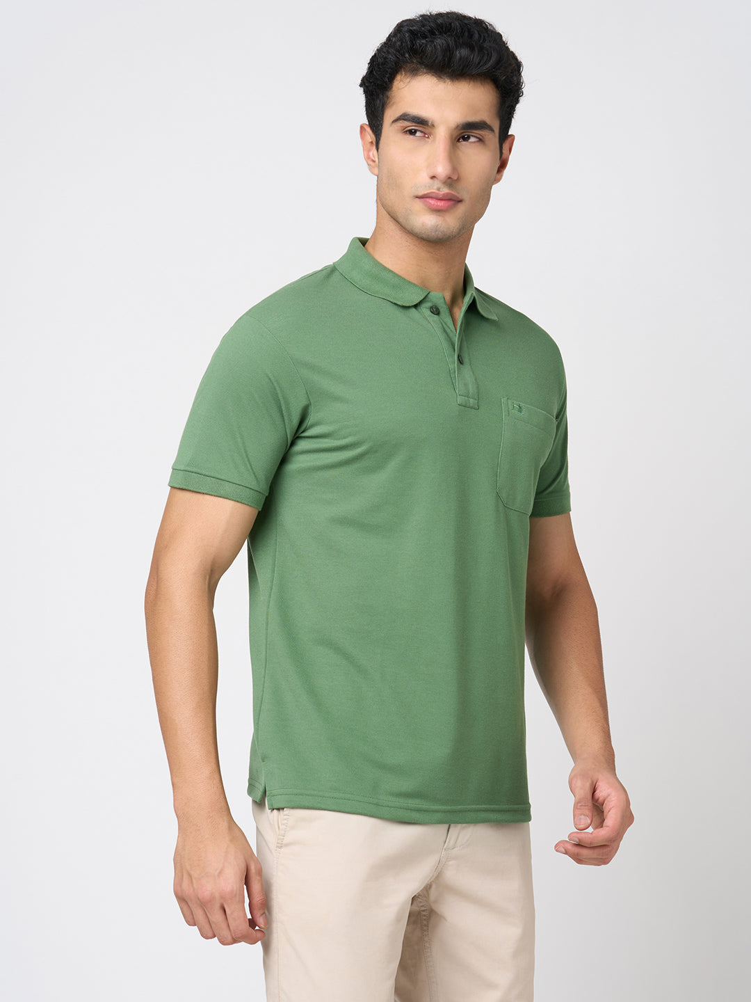 STITCH HUB Men's Matty Polo Tshirt - Grass Color, Cotton Rich Blend, Regular Fit, Stylish & Comfortable for Everyday Wear