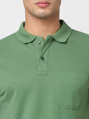 STITCH HUB Men's Matty Polo Tshirt - Grass Color, Cotton Rich Blend, Regular Fit, Stylish & Comfortable for Everyday Wear