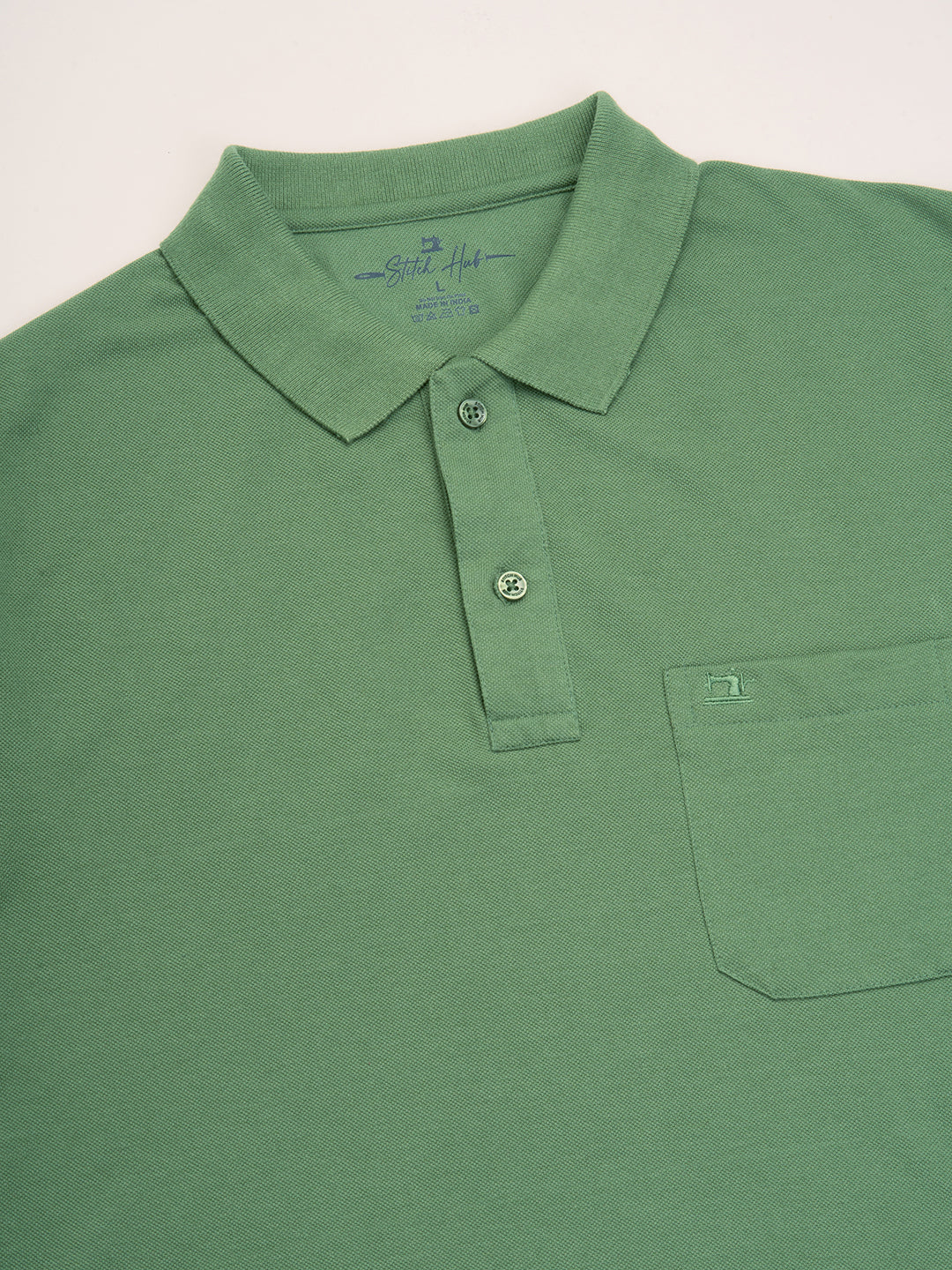STITCH HUB Men's Matty Polo Tshirt - Grass Color, Cotton Rich Blend, Regular Fit, Stylish & Comfortable for Everyday Wear