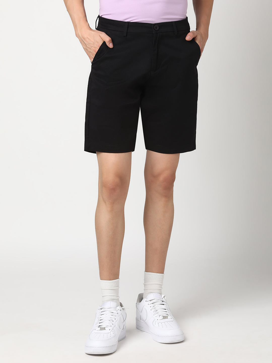 Stitch Hub Men's Black Solid Cotton Shorts - Premium Comfort & Style