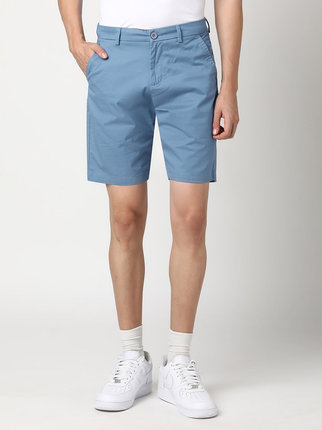 Stitch Hub Men's Cobalt Blue Solid Cotton Shorts