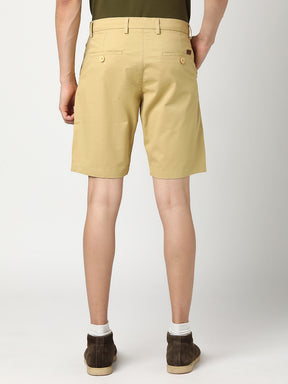 Stitch Hub Men's Beige Solid Cotton Shorts - Comfort & Style in a Regular Fit