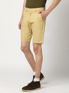 Stitch Hub Men's Beige Solid Cotton Shorts - Comfort & Style in a Regular Fit