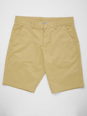 Stitch Hub Men's Beige Solid Cotton Shorts - Comfort & Style in a Regular Fit