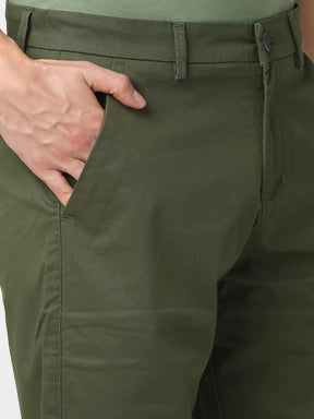 Stitch Hub Men's Olive Green Solid Cotton Shorts - Regular Fit
