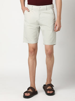 Stitch Hub Men's Light Grey Solid Cotton Shorts