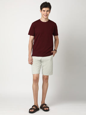 Stitch Hub Men's Light Grey Solid Cotton Shorts