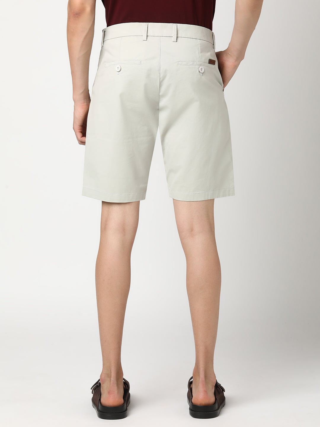 Stitch Hub Men's Light Grey Solid Cotton Shorts