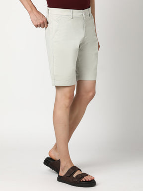 Stitch Hub Men's Light Grey Solid Cotton Shorts