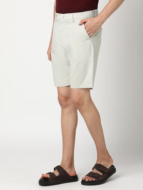Stitch Hub Men's Light Grey Solid Cotton Shorts