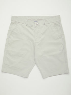 Stitch Hub Men's Light Grey Solid Cotton Shorts