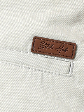 Stitch Hub Men's Light Grey Solid Cotton Shorts