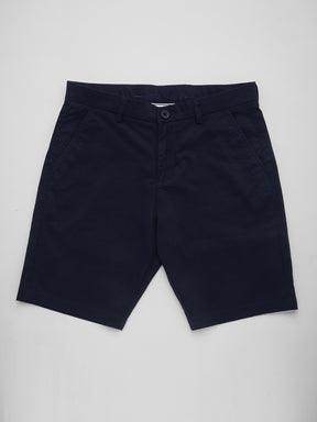 Stitch Hub Men's Navy Blue Solid Cotton Shorts