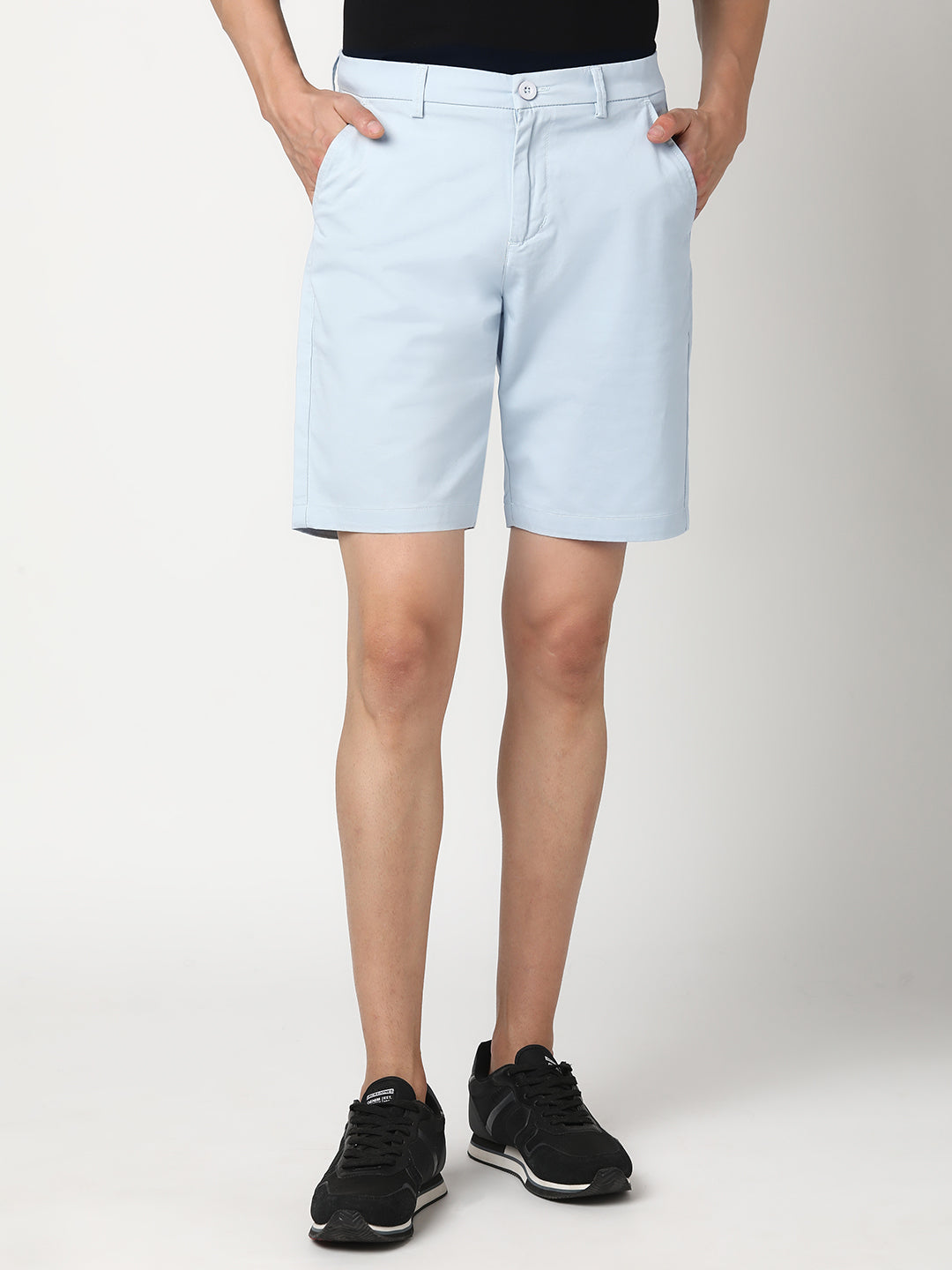 Stitch Hub Men's Sky Blue Solid Cotton Shorts - Stylish Regular Fit for Versatile Wear