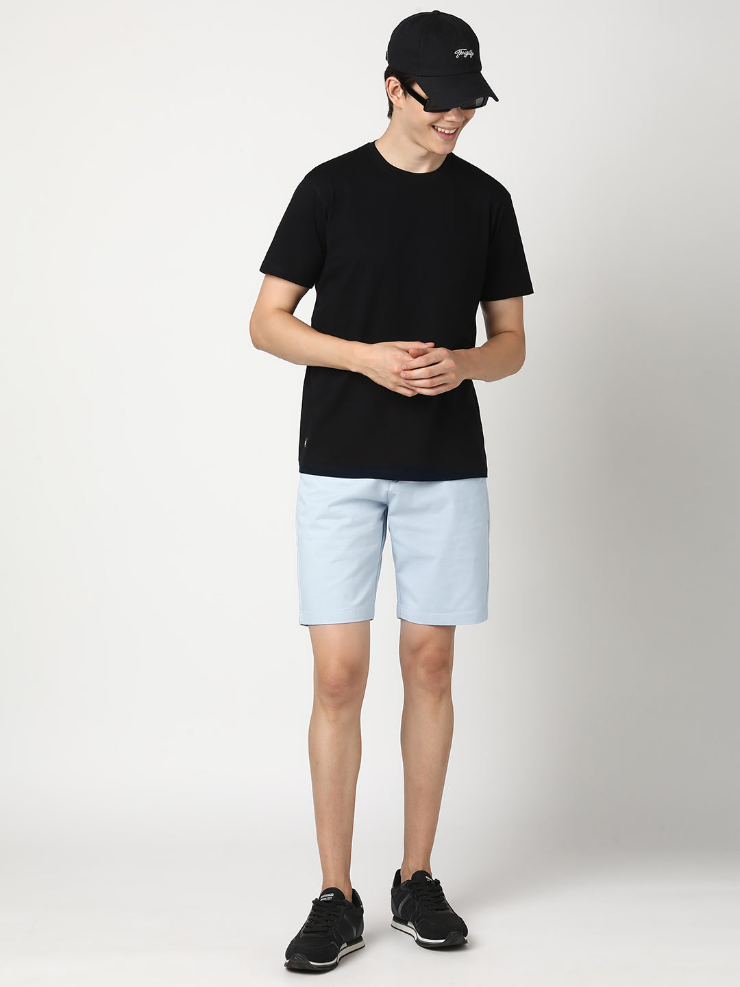 Stitch Hub Men's Sky Blue Solid Cotton Shorts - Stylish Regular Fit for Versatile Wear