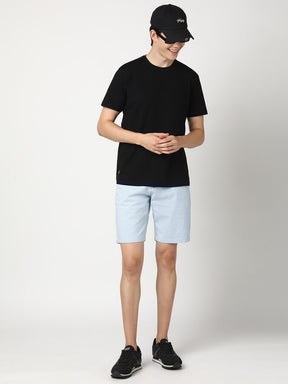 Stitch Hub Men's Sky Blue Solid Cotton Shorts - Stylish Regular Fit for Versatile Wear