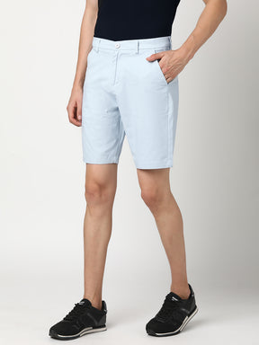 Stitch Hub Men's Sky Blue Solid Cotton Shorts - Stylish Regular Fit for Versatile Wear