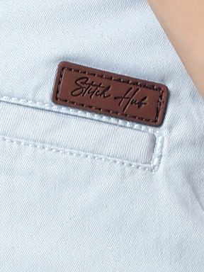 Stitch Hub Men's Sky Blue Solid Cotton Shorts - Stylish Regular Fit for Versatile Wear