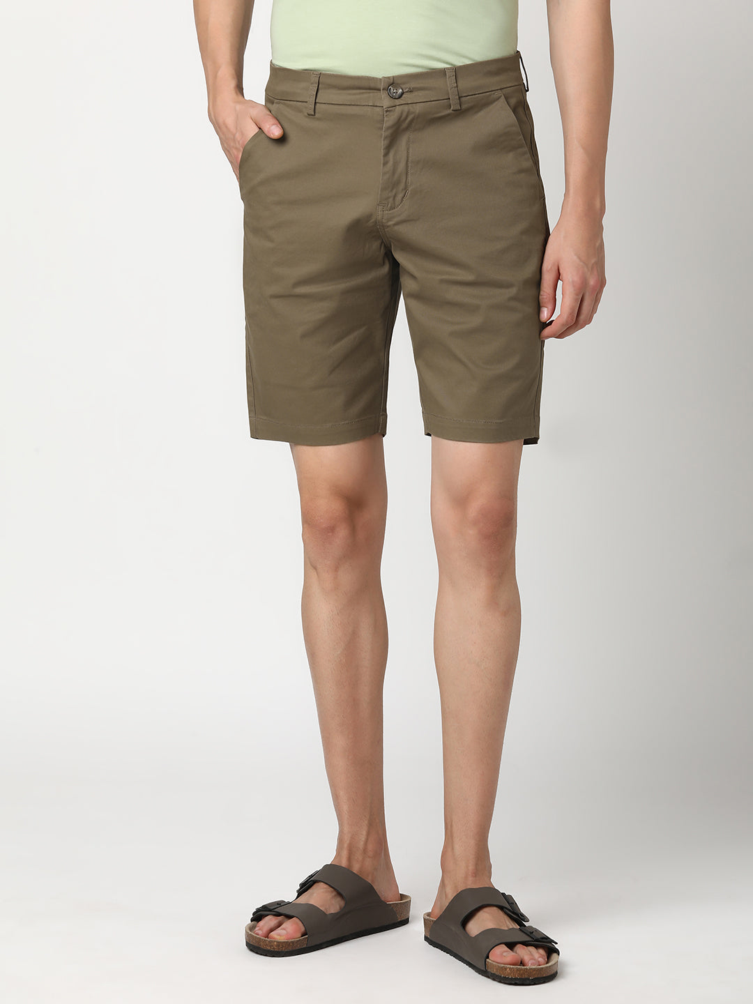 Stitch Hub Men's Coffee Solid Cotton Shorts - Comfort and Style Combined