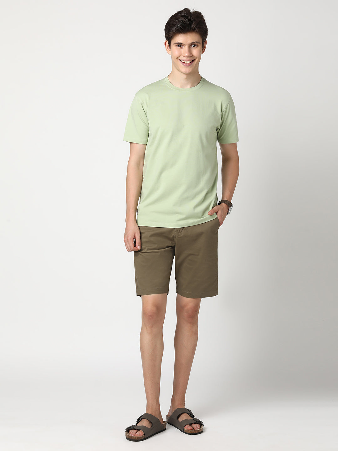 Stitch Hub Men's Coffee Solid Cotton Shorts - Comfort and Style Combined