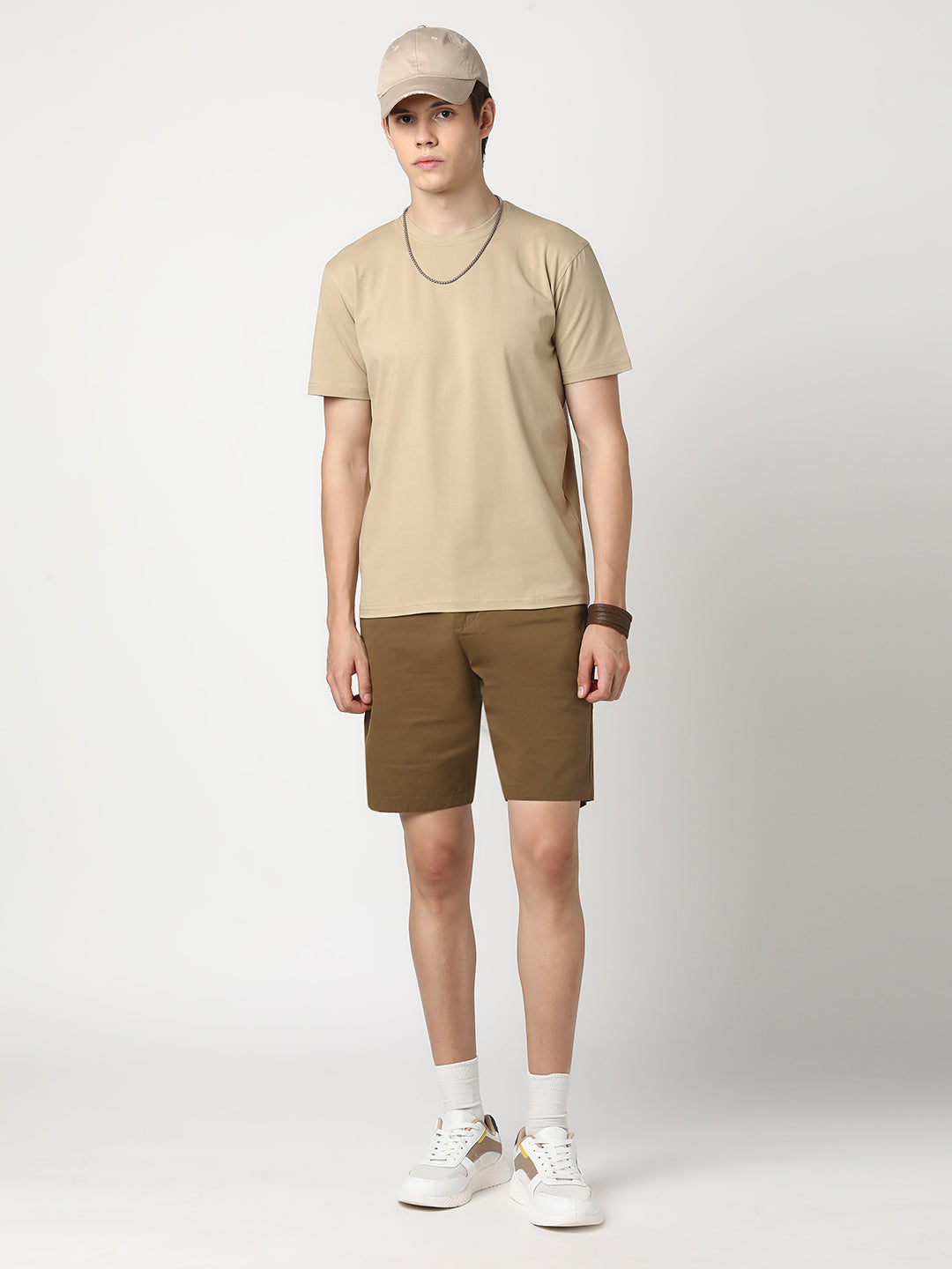 Stitch Hub Men's Brown Solid Cotton Shorts