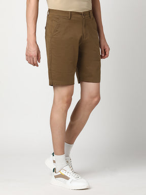 Stitch Hub Men's Brown Solid Cotton Shorts
