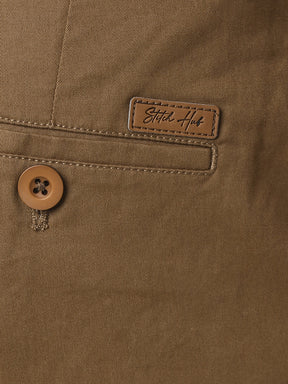 Stitch Hub Men's Brown Solid Cotton Shorts