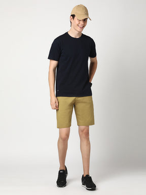 Stitch Hub Men's Khaki Solid Cotton Shorts - Comfortable Regular Fit for Versatile Wear