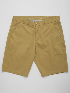 Stitch Hub Men's Khaki Solid Cotton Shorts - Comfortable Regular Fit for Versatile Wear