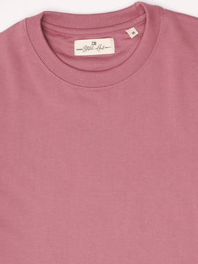 Stitch Hub Rose Pink Loop Knit Sweatshirt For Men - Regular Fit With Solid Pattern