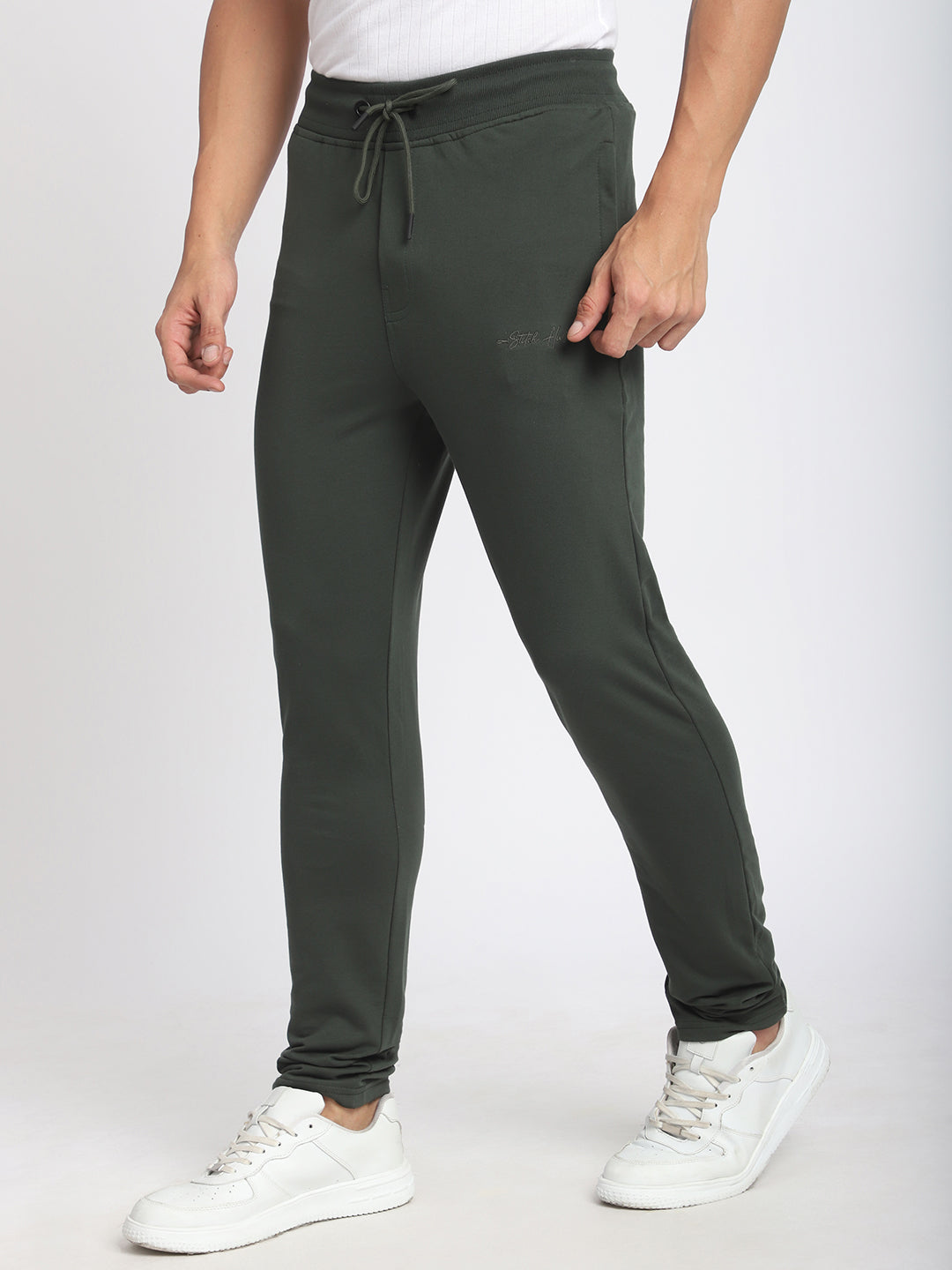Stitch Hub Olive Loop knit Track Pant for Men