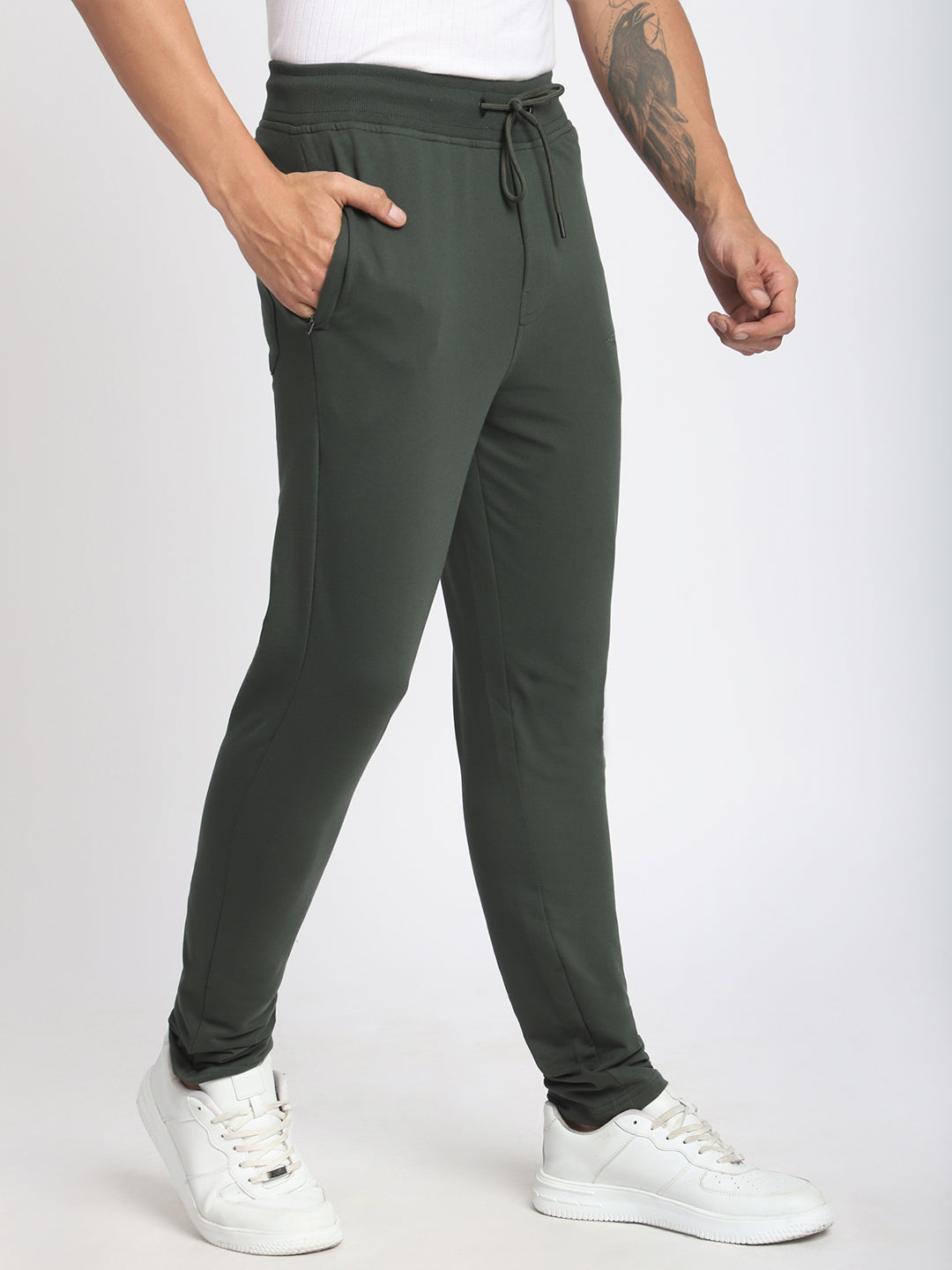 Stitch Hub Olive Loop knit Track Pant for Men