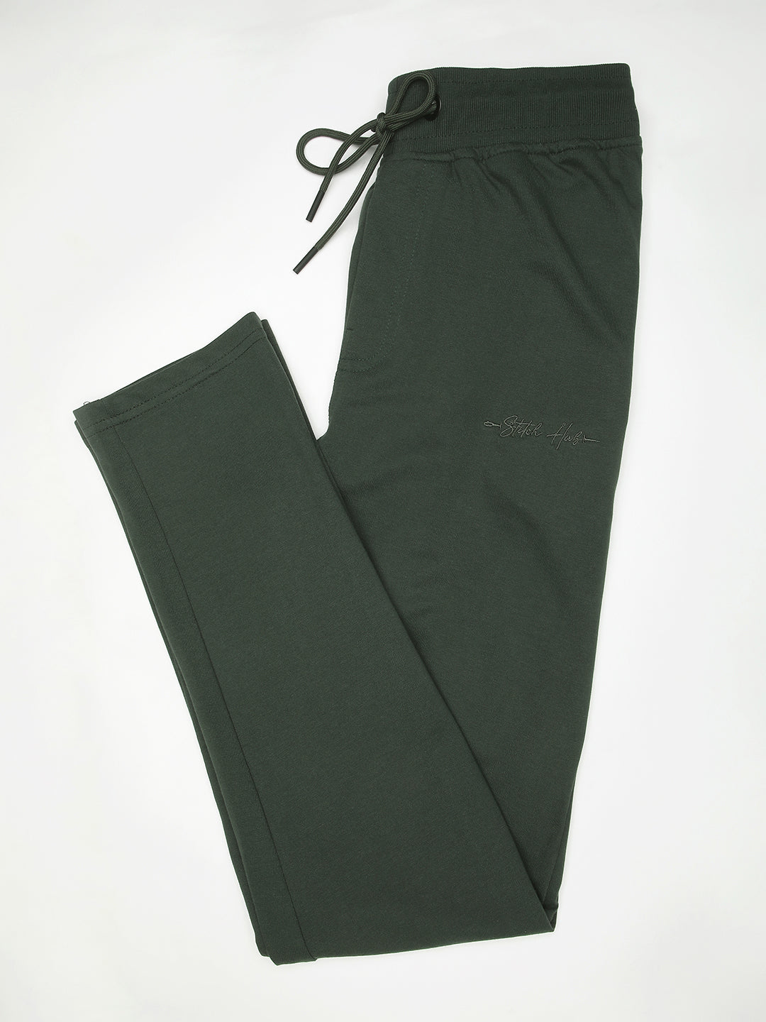 Stitch Hub Olive Loop knit Track Pant for Men