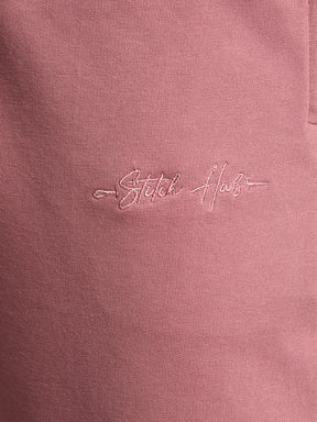 Stitch Hub Rose Pink Loop knit Track Pant for Men