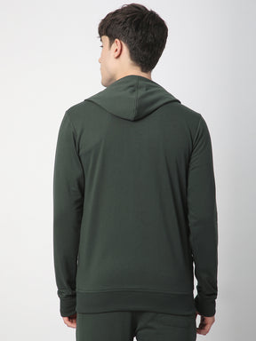 Stitch Hub Olive Loop knit Zipper Hoodie - Long Sleeve, Regular Fit