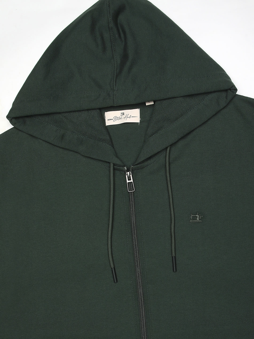 Stitch Hub Olive Loop knit Zipper Hoodie - Long Sleeve, Regular Fit