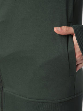 Stitch Hub Olive Loop knit Zipper Hoodie - Long Sleeve, Regular Fit