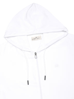 Stitch Hub White Loop knit Zipper Hoodie - Long Sleeve, Regular Fit