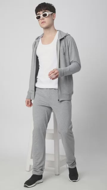 Stitch Hub Grey Loop knit Hoodie - Long Sleeve, Regular Fit