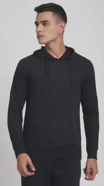 Stitch Hub Navy Loop knit Hoodie - Long Sleeve, Regular Fit