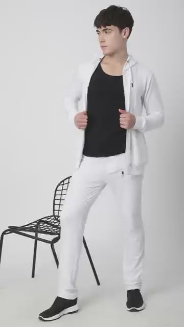 Stitch Hub White Loop knit Hoodie - Long Sleeve, Regular Fit
