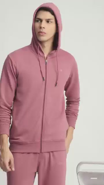 Stitch Hub Rose Pink Loop knit Hoodie - Long Sleeve, Regular Fit
